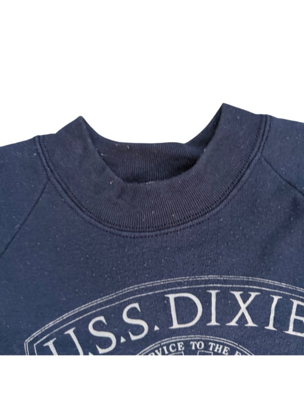 USS Dixie Crewneck Sweatshirt VTG L Mens Navy Blue Cotton Blend USA 1940-1982 - Picture 3 of 6